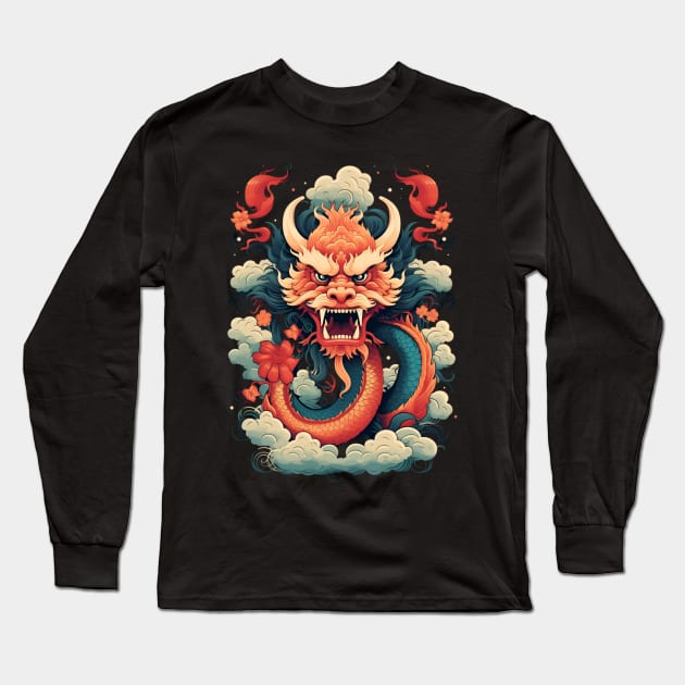 Chinese Wood Dragon Long Sleeve T-Shirt by FK-UK